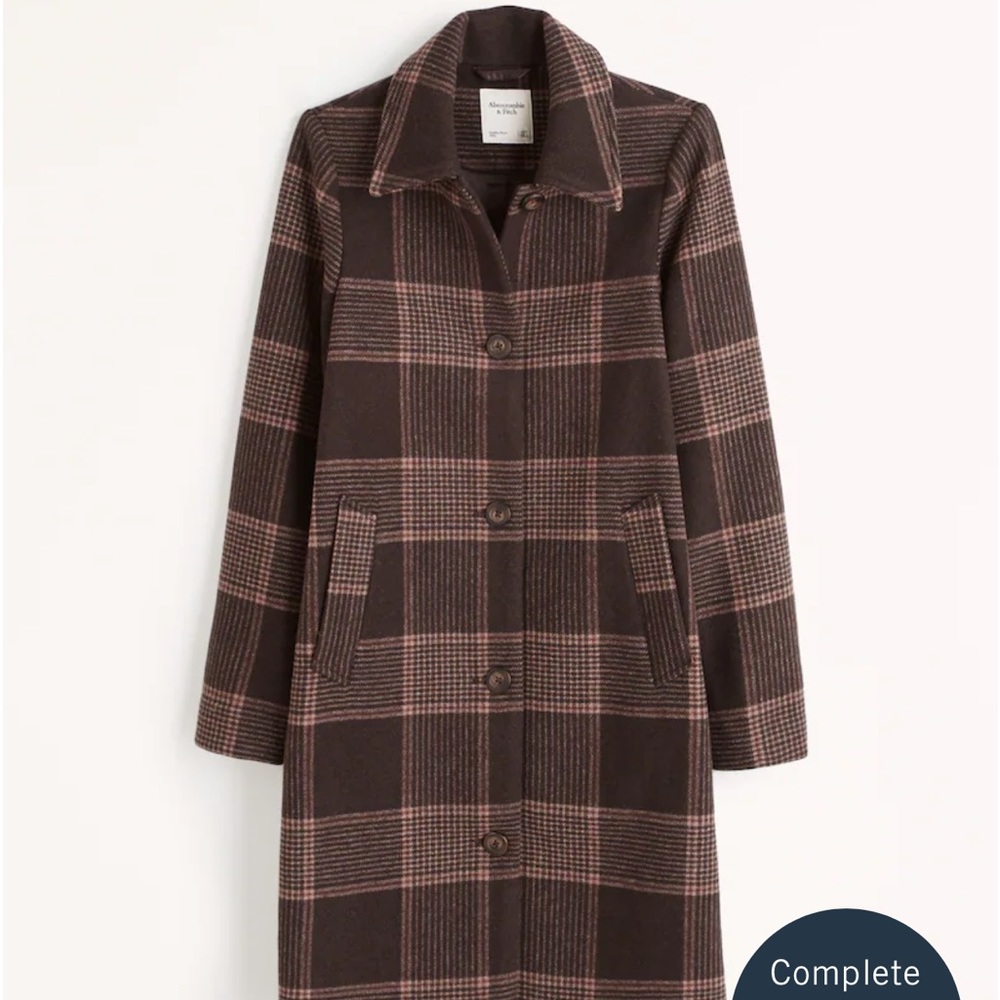 Wool-Blend Mod Coat Dark Brown Plaid